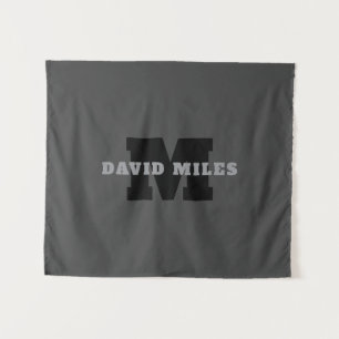 Jouw naam of bedrijfsnaam   Modern mannelijk grijs Wandkleed