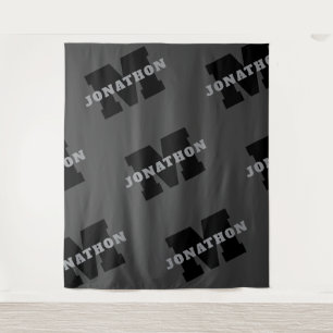 Jouw naam of bedrijfsnaam   Modern mannelijk grijs Wandkleed