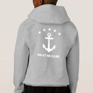 jouw naam of Boat Name Classic Anchor White & Grey
