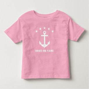 Jouw naam of bootnaam Classic Anker Roze & Wit Kinder Shirts