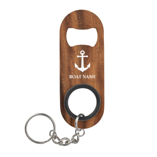 Jouw naam of bootnaam met  anker op mini flessenopener (Voorkant)