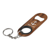 Jouw naam of bootnaam met  anker op mini flessenopener (Voorkant Gekanteld)