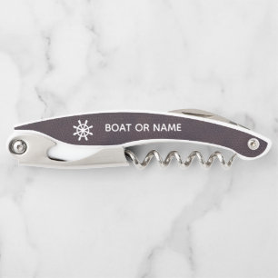 Jouw naam of bootnaam Scheepswiel Kurkentrekker