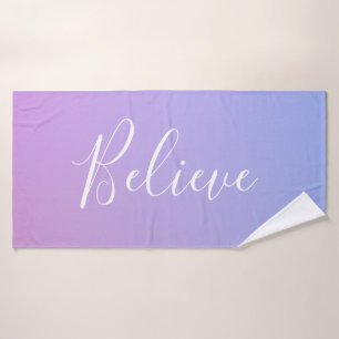 Jouw naam of Word Paarse roze en blauwe gradiënt Bad Handdoek