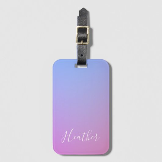 Jouw naam of Word | Paarse roze en blauwe gradiënt Bagagelabel (Voorkant (verticaal))