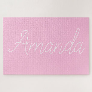 Jouw naam of Word   Roze en wit Legpuzzel
