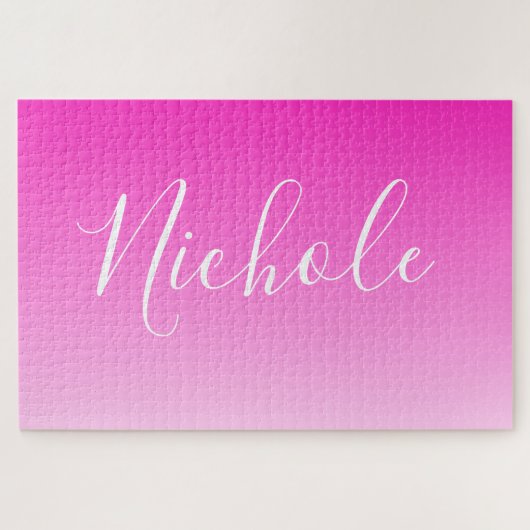 Jouw naam of Word | roze gradiënt Legpuzzel (Horizontaal)