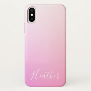 Jouw naam of Word Roze Ombre Gradatie iPhone X Hoesje