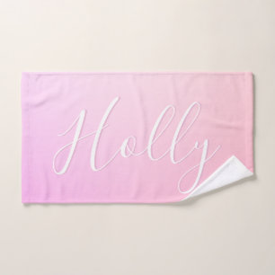 Jouw naam of Word Roze Ombre Gradatie Handdoek
