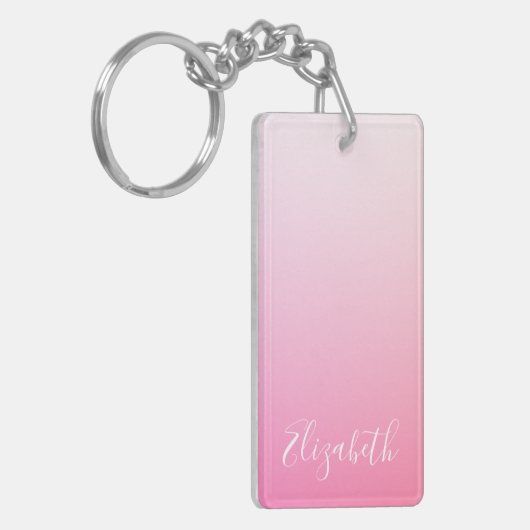 Jouw naam of Word |  roze ombre gradiënt Sleutelhanger (Voorkant Links)