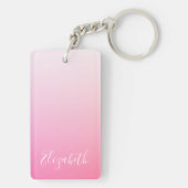 Jouw naam of Word |  roze ombre gradiënt Sleutelhanger (achterkant)