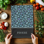 Jouw naam op Eleagant Retro Blue Paisley Pattern Theedoek