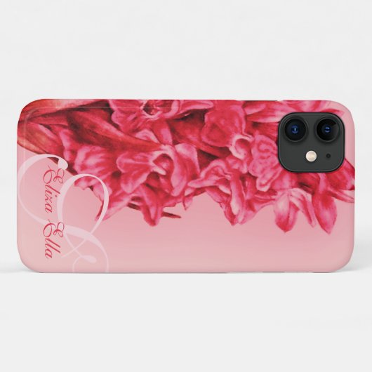 Jouw naam Orchidee bloemenrood Case-Mate iPhone Case (Achterkant (horizontaal))