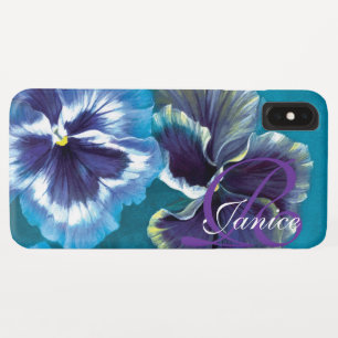 Jouw naam pansy florale aqua botanische kunst iPhone XS max hoesje