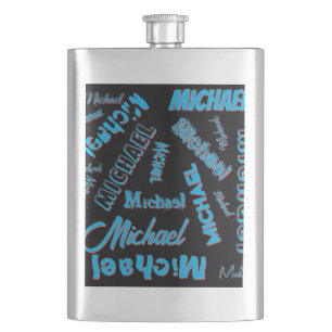 Jouw naam patroon monogram blauwe rode zwarte kleu flacon
