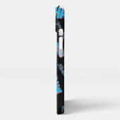 Jouw naam patroon monogram blauwe rode zwarte kleu iPhone hoesje (Linkerkant)