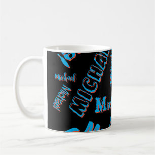 Jouw naam patroon monogram blauwe rode zwarte kleu koffiemok