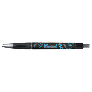 Jouw naam patroon monogram blauwe rode zwarte kleu pen