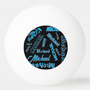 Jouw naam patroon monogram blauwe rode zwarte kleu pingpongballen