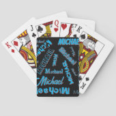 Jouw naam patroon monogram blauwe rode zwarte kleu pokerkaarten (Achterkant)