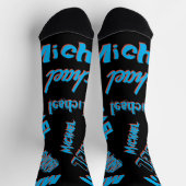 Jouw naam patroon monogram blauwe rode zwarte kleu sokken (Top)