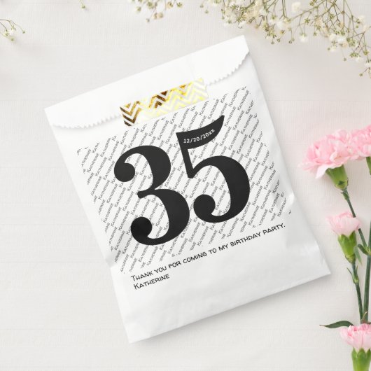 Jouw naam Patroon Vet Zwart Leeftijd 35 Nummer Dat Bedankzakje (Gezegeld)