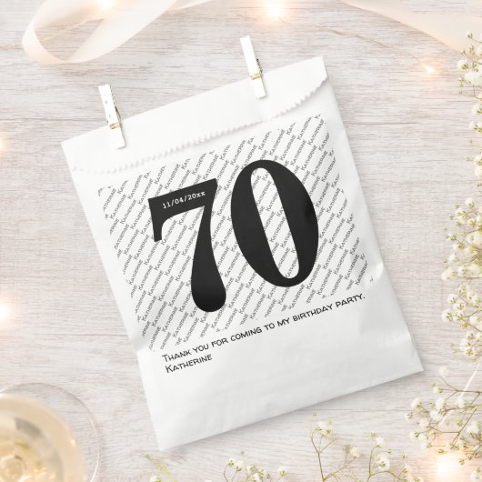 Jouw naam Patroon Vet Zwart Leeftijd 70 Nummer Dat Bedankzakje (Geknipt)