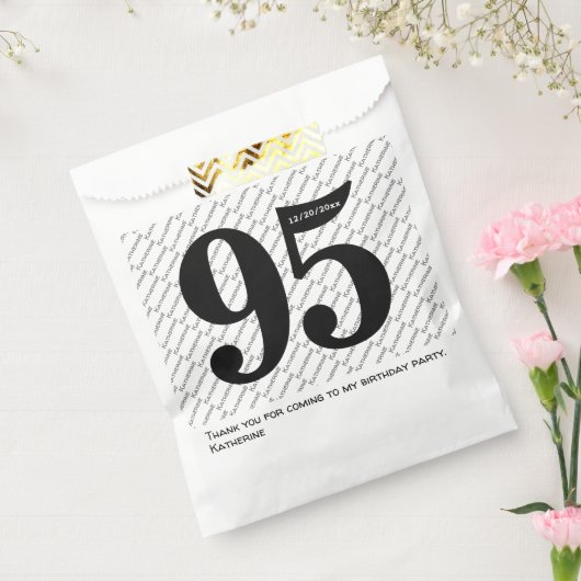 Jouw naam Patroon Vet Zwart Leeftijd 95 Nummer Dat Bedankzakje (Gezegeld)