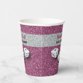 Jouw naam Pink Sparkle Dice Bunco  Papieren Bekers (Rechts)