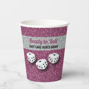 Jouw naam Pink Sparkle Dice Bunco  Papieren Bekers