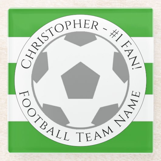 Jouw naam plus Football Team Name Glass Onderzette Glazen Onderzetter (Voorkant)