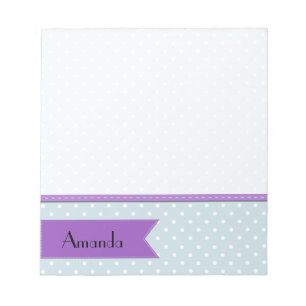 jouw naam - Polka Dots, gebotteld Patroon - Blauw Notitieblok