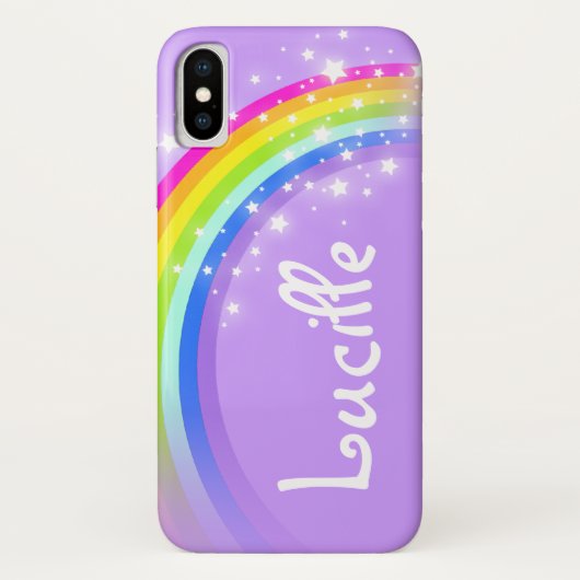 Jouw naam regenboogviolet sky iphone case (Achterkant)