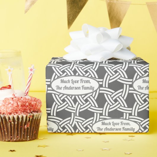 Jouw naam Retro-kerstschaduwen van grijze MCM-wikk Cadeaupapier (Verjaardagsfeest)