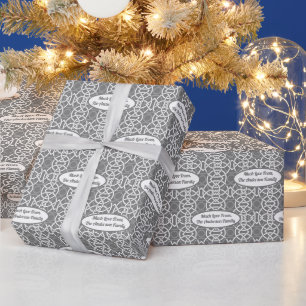 Jouw naam Retro-kerstschaduwen van grijze MCM-wikk Cadeaupapier