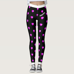 (Jouw naam) Roze Valentijn hoort bij (Uw kleur) Leggings