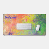 Jouw naam Spring Tulip Waterverf Abstract Bureaumat (Keyboard & Muis)