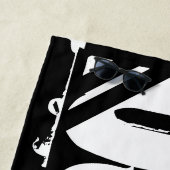 Jouw naam stuk van het strand Funny Black and Whit Strandlaken (In situ)