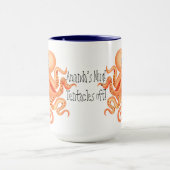 Jouw naam tentakels van schattige oranje octopus mok (Midden)