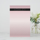 Jouw naam | Thin Roos Ombre & White Stripes Briefpapier (Staand voorkant)