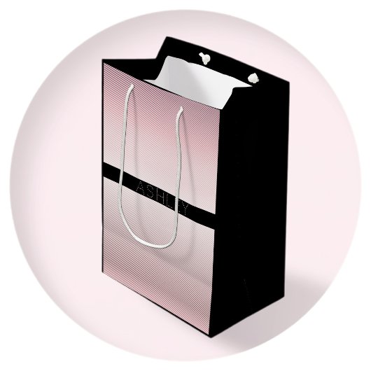 Jouw naam | Thin Roos Ombre & White Stripes Medium Cadeauzakje