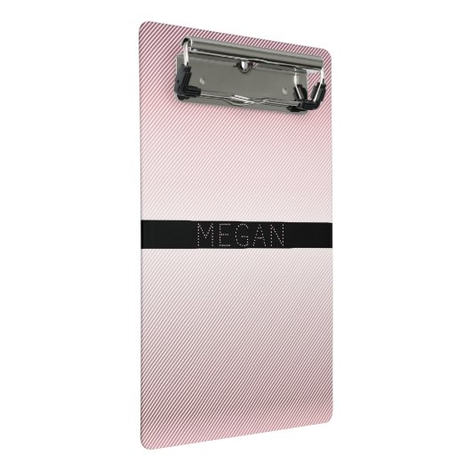Jouw naam | Thin Roos Ombre & White Stripes Mini Klembord (Schuin)