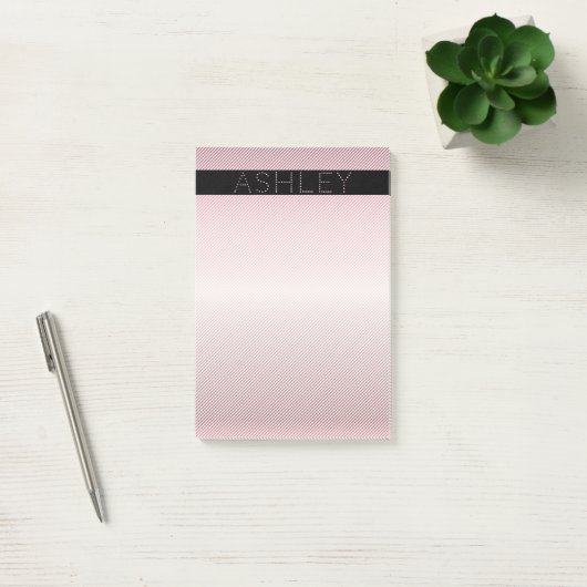 Jouw naam | Thin Roos Ombre & White Stripes Post-it® Notes (Kantoor)