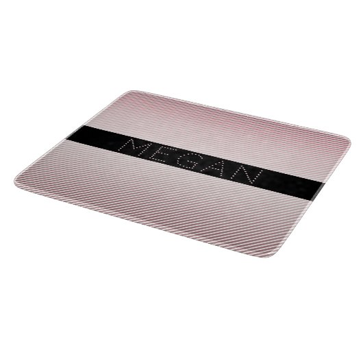 Jouw naam | Thin Roos Ombre & White Stripes Snijplank (Hoek)