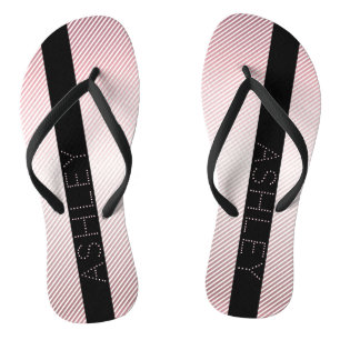 Jouw naam Thin Roos Ombre & White Stripes Teenslippers
