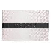 Jouw naam | Thin White en Sublte Roos Ombre Stripe Kussensloop (Achterkant-Links)