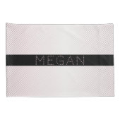 Jouw naam | Thin White en Sublte Roos Ombre Stripe Kussensloop (Achterkant-Rechts)