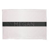 Jouw naam | Thin White en Sublte Roos Ombre Stripe Kussensloop (Voorkant-Links)