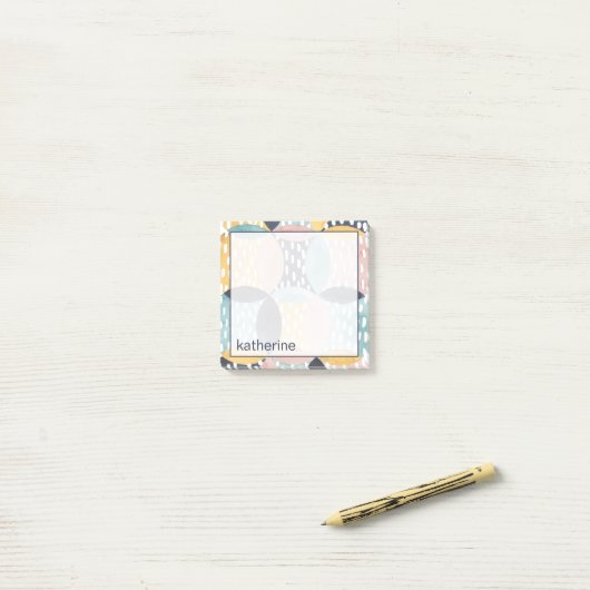 Jouw naam toevoegen | Abstract cirkelpatroon Post-it® Notes (Op bureau)