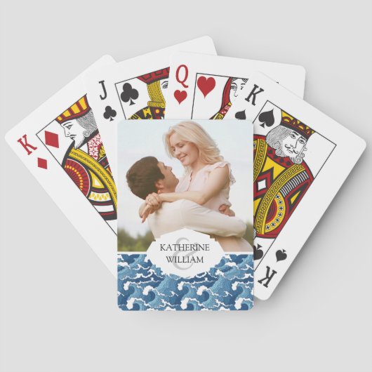 Jouw naam toevoegen | Abstracte golven Pokerkaarten (Achterkant)